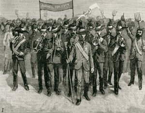 1882年1月7日、「The Illustrated London News」からパーネル氏の邸宅、エイボンデール、ウィックローでのデモ：パーネル氏のブラスバンド 作： English School